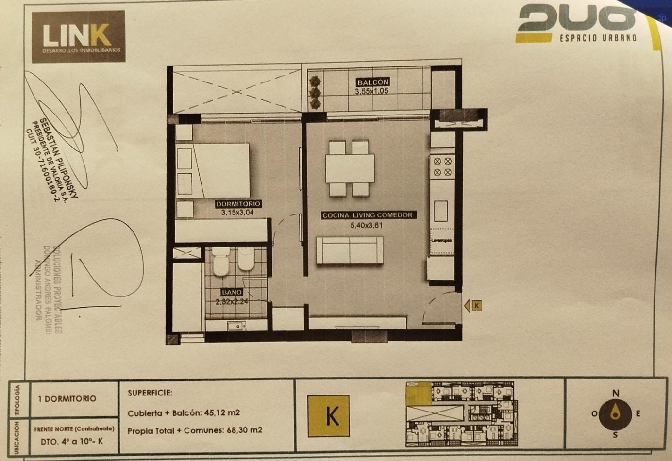 Depto 1 dormitorio Torre Duo, Av Mate de Luna y Thames 