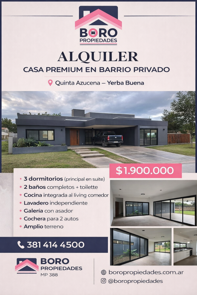 Alquiler casa Barrio privado Quinta Azucena